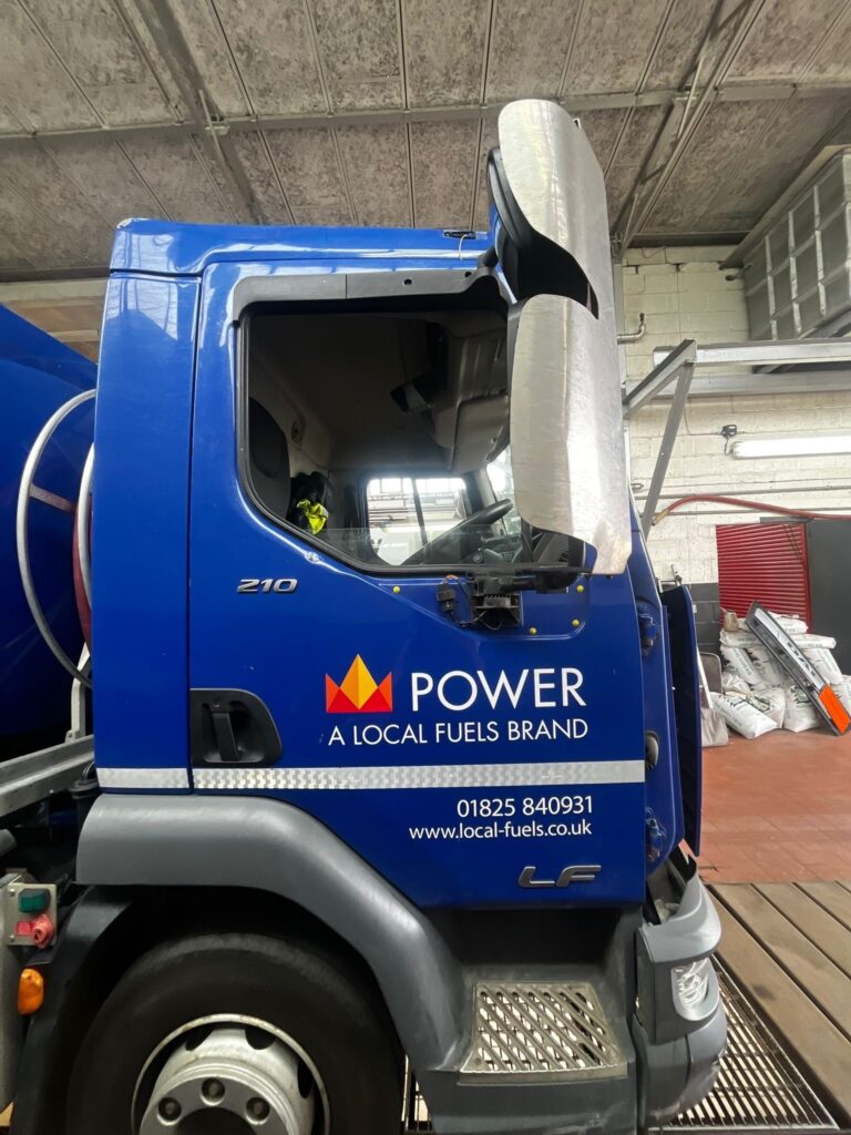 Power branded fuel tanker - cab detail