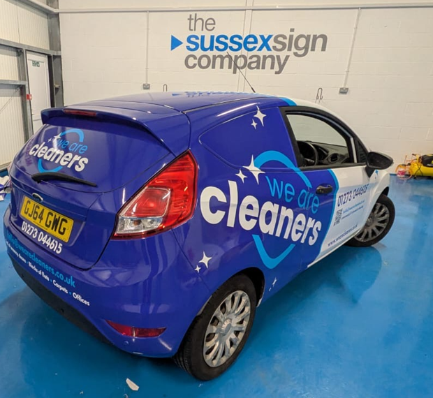 Rear view showing calls to action